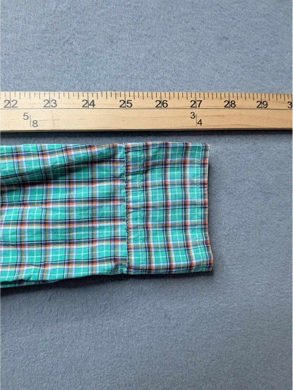 Ralph Lauren Shirt Boys 14-16 Green Plaid Button Front Long Sleeve Custom Fit